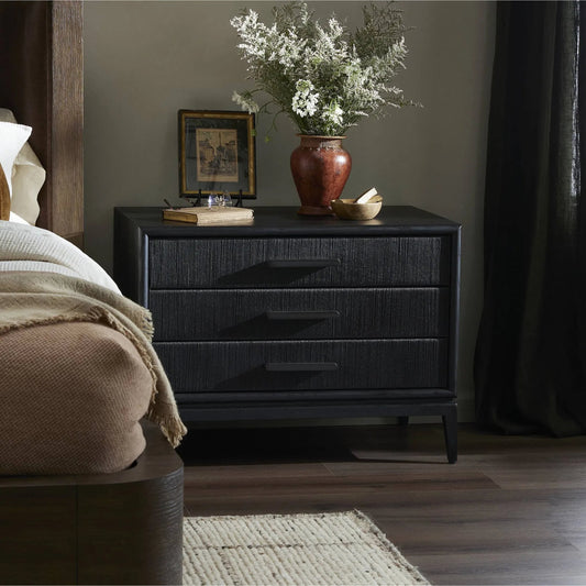 Rosenell Closed Nightstand by Four Hands. Made from oak veneer, rush, solid oak in a transitional style.