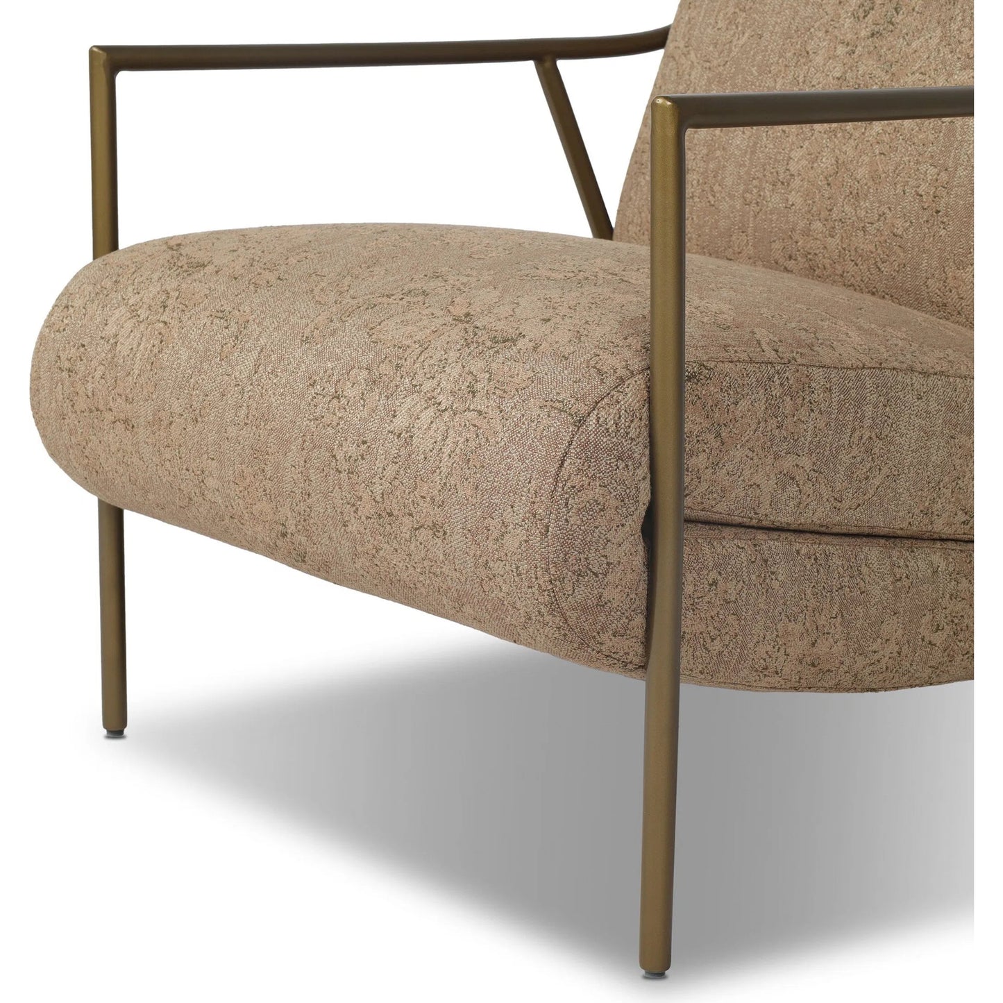 018 SI-2531602 | Closeup | Cassidy Chair by Four Hands in fallingbrook cafe, brushed brass. Made from 53% polyester, 33% rayon, 14% linen, iron in a transitional style.