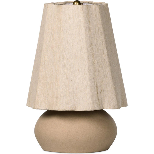 Posie Table Lamp by Four Hands in tan speckled ceramic, aged brass. Made from ceramic, brass in a transitional style.