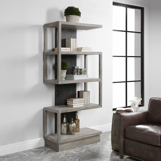 Nicasia Modern Etagere by Uttermost. Made from elm, elm (venner), plywood in a modern style.