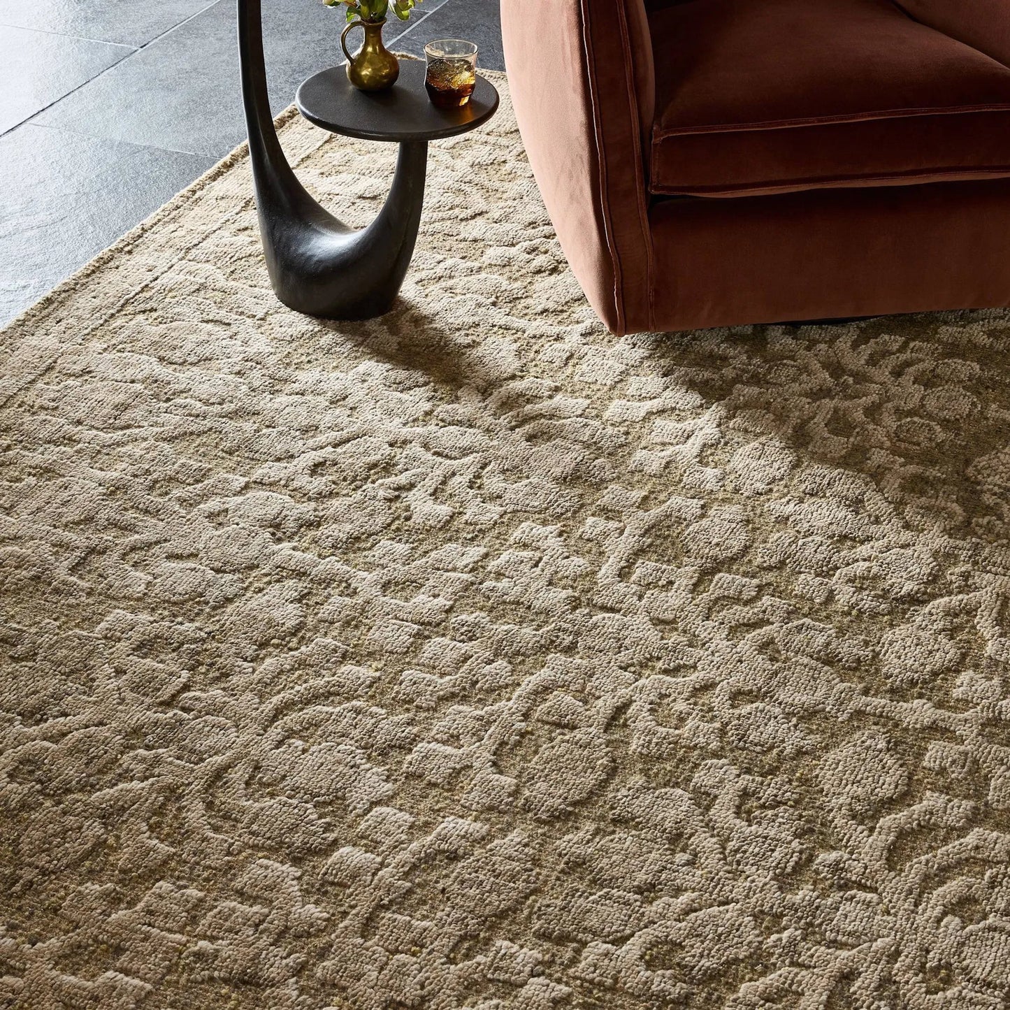 012 SI-2446620,SI-2446621,SI-2446622 | Lifestyle | Pacifica Hand-Knotted Rug by Four Hands in pacifica sage. Made from 68% wool, 23% jute, 5% cotton, 4% polyester in a unique style.