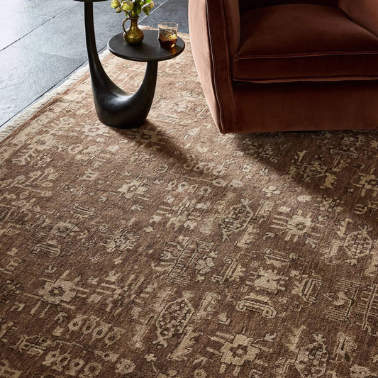 Paolo Hand-Knotted Rug by Four Hands in paolo rust. Made from 100% wool in a unique style.