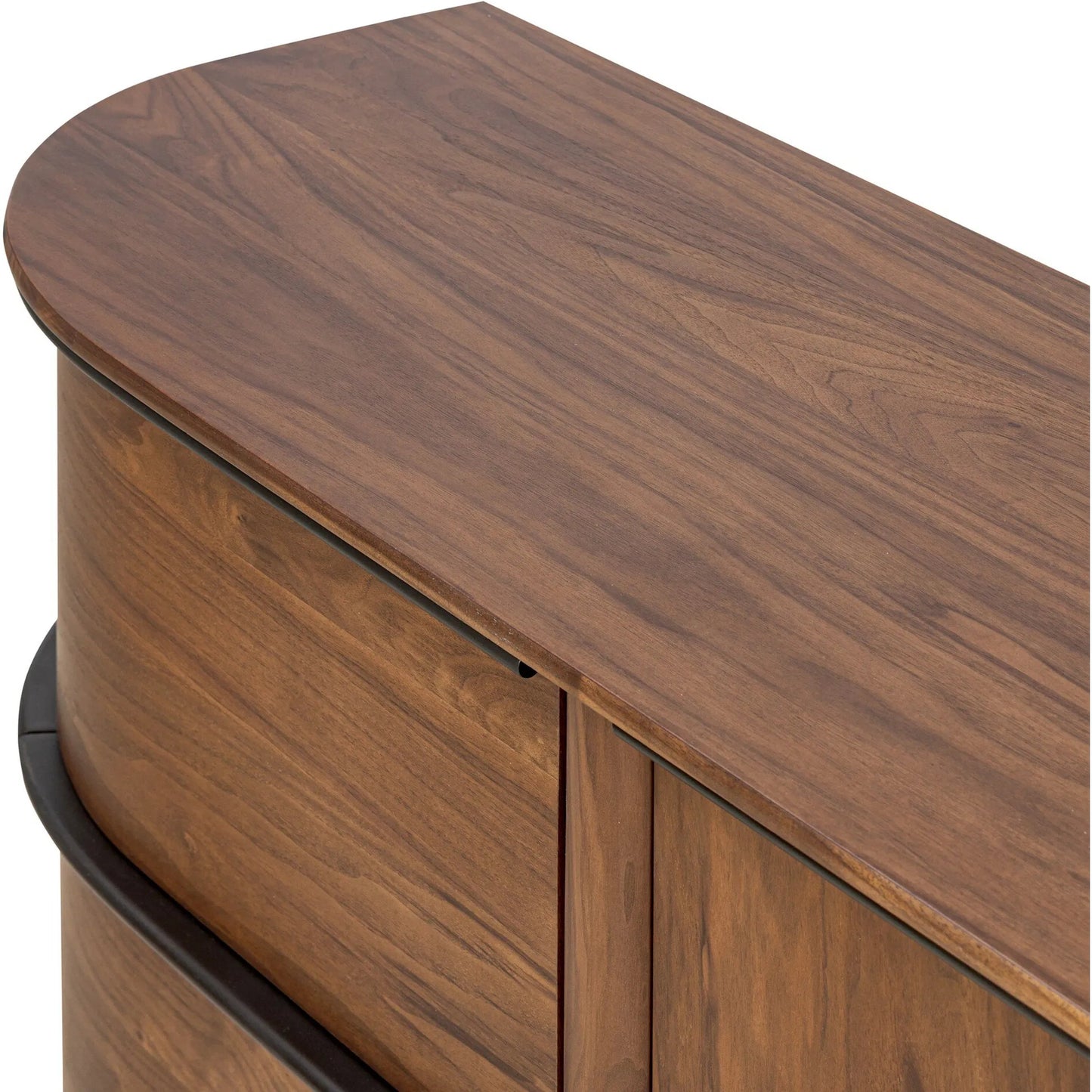 007 SI-2446653 | Closeup | Theo Sideboard by Four Hands in dark brown walnut veneer. Made from walnut veneer, solid walnut in a unique style.