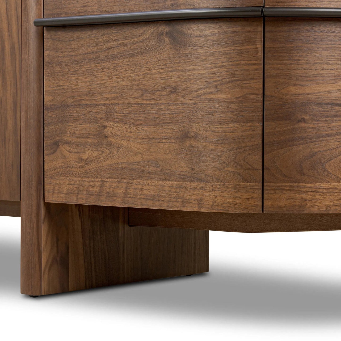 011 SI-2446653 | Closeup | Theo Sideboard by Four Hands in dark brown walnut veneer. Made from walnut veneer, solid walnut in a unique style.