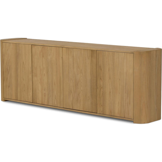 Radius Sideboard by Four Hands in light blonde sungkai veneer. Made from thick sungkai veneer in a transitional style.