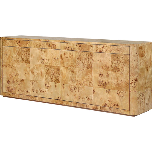 001 SI-2446613 | Primary Silo | Mullins Sideboard by Four Hands in natural mappa burl. Made from poplar burl veneer in a modern style.