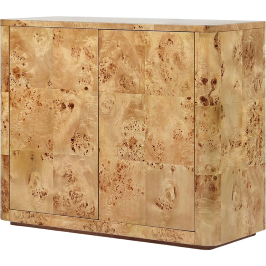 001 SI-2446614 | Primary Silo | Mullins Small Cabinet by Four Hands in natural mappa burl. Made from poplar burl veneer in a modern style.