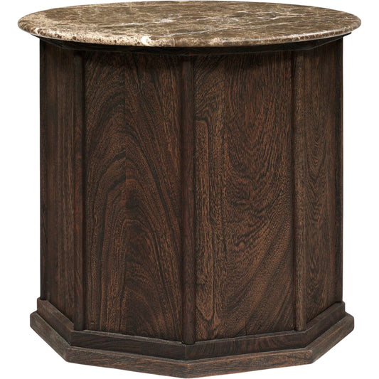 001 SI-2535277 | Primary Silo | Pavlo Cabinet End Table by Four Hands in brown marble, dark brown acacia. Made from solid marble, solid acacia in a unique style.