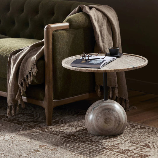 Viola End Table by Four Hands. Made from solid marble, iron in a unique style.