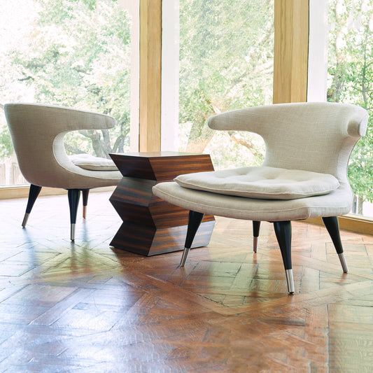 Anvil Lounge Chair by Global Views in windsor woven ecru. Made from rubberwood in a modern style.