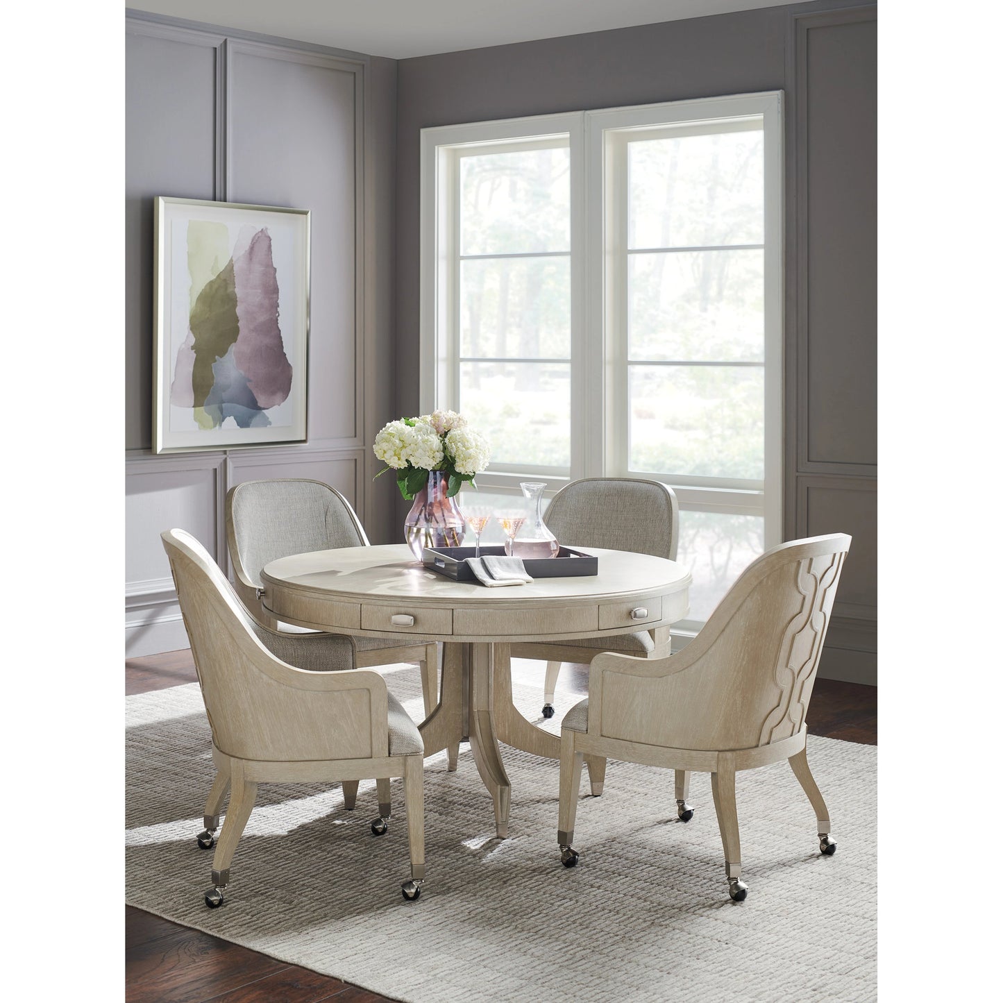 004 SI-1962788 | Lifestyle | Roxbury Game Table by Sligh in pearl gray. Made from unique in a modern style.