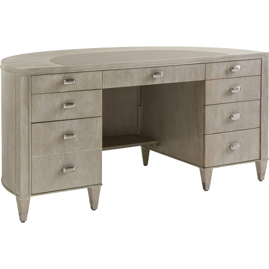 001 SR-835838 | Primary Silo | Dylan Demilune Desk by Sligh in pearl gray. Made from unique in a modern style.