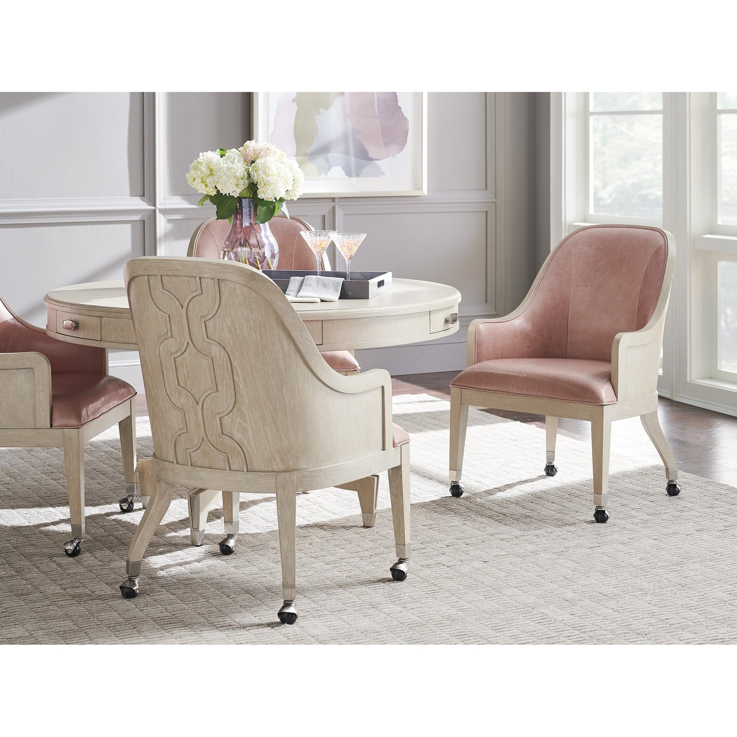 003 SI-1770835 | Lifestyle | Maddox Game Chair by Sligh in ivory, pink. Made from unique in a transitional style.