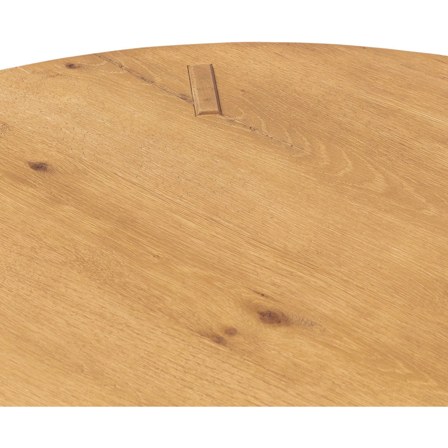 005 SI-2462047 | Closeup | Sadira Coffee Table-50" by Four Hands in worn oak veneer. Made from thick oak veneer, solid oak in a transitional style.