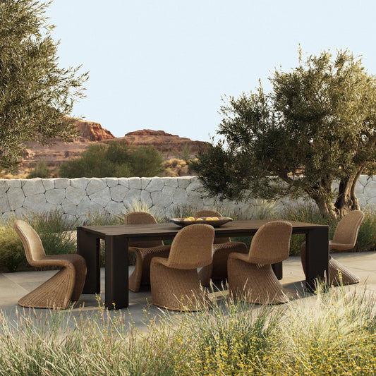 Soho Outdoor Metal Dining Table-106" by Four Hands in bronze. Made from aluminum in a unique style.