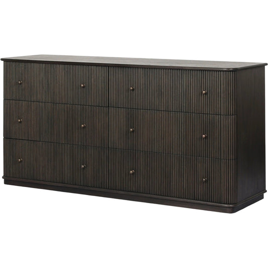 011 SI-2635233 | Primary Silo | Ona 6-Drawer Dresser by Four Hands in smoked black mindi, smoked black mindi veneer. Made from solid mindi, mindi veneer in a unique style.