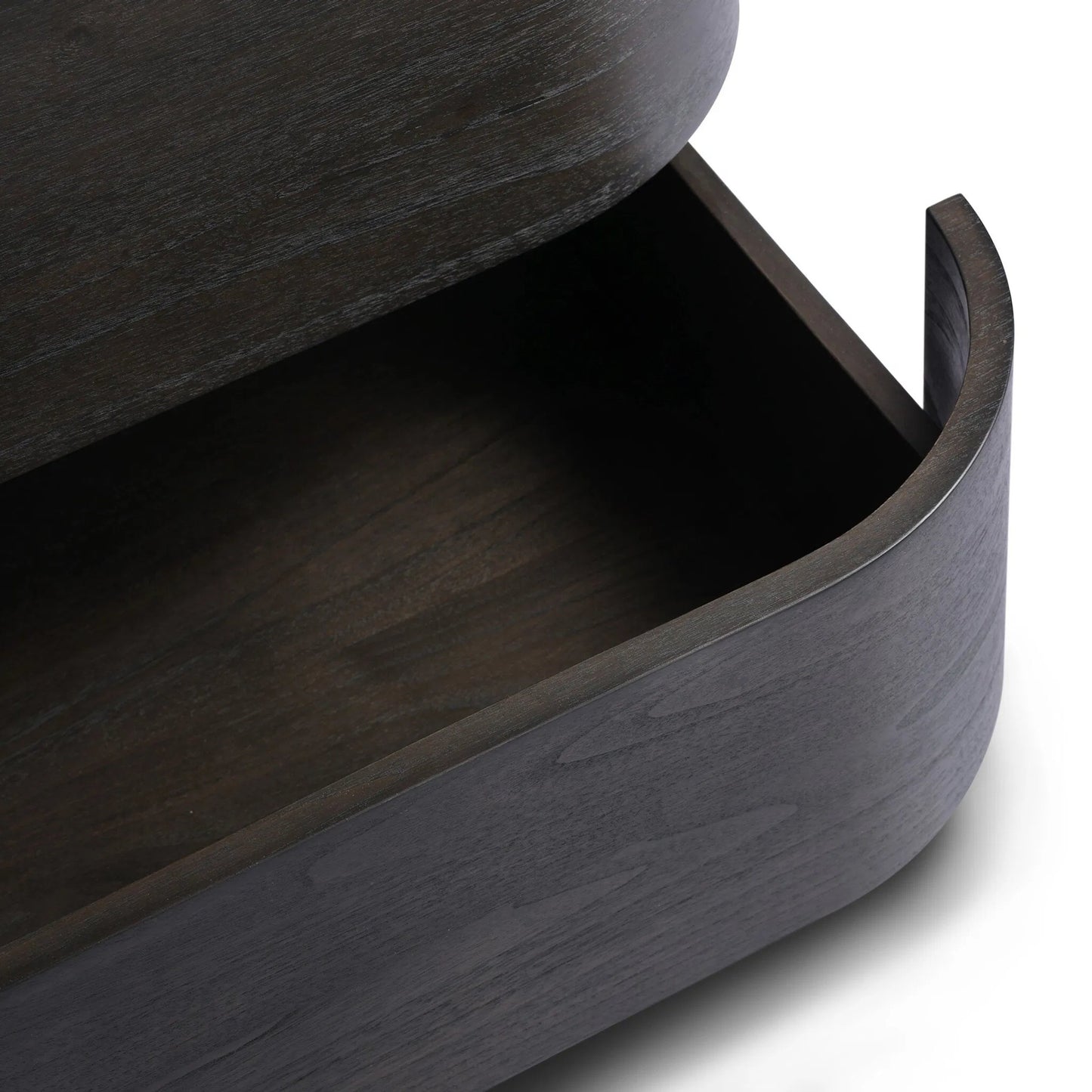 010 SI-2635227 | Closeup | Hawthorne Desk by Four Hands in smoked black sungkai veneer. Made from thin sungkai veneer in a unique style.