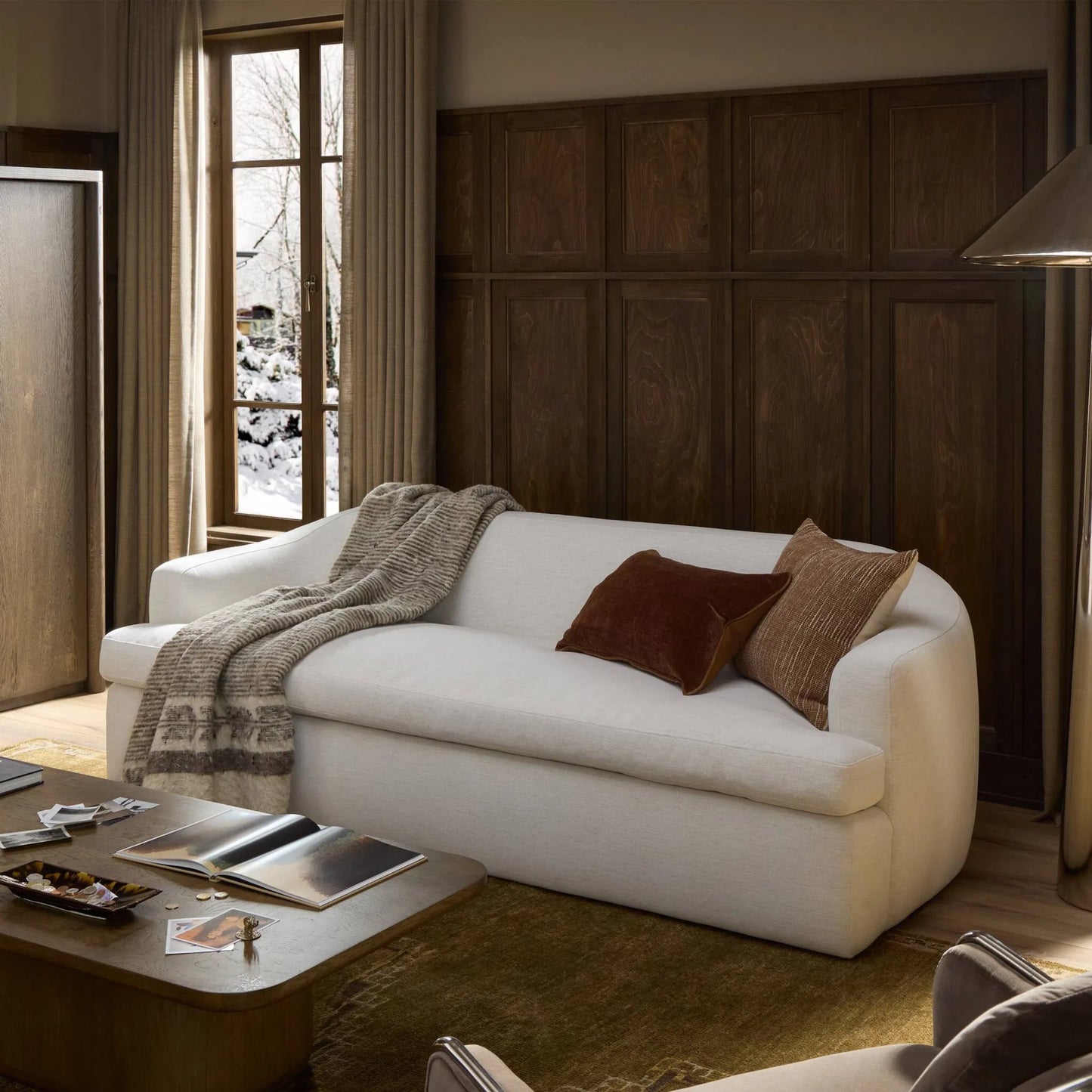 013 SI-2531680 | Lifestyle | Phaedra Sofa by Four Hands in crypton nomad snow. Made from 92% polyester, 8% flax/linen in a unique style.