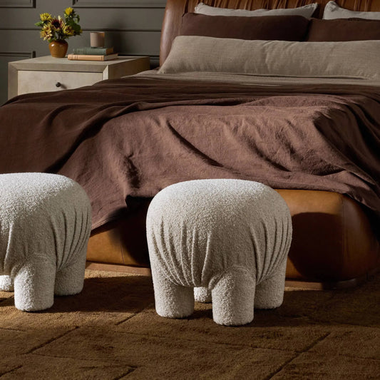 Kiko Ottoman by Four Hands in somerton ash. Made from 95% polyester, 5% acrylic in a unique style.