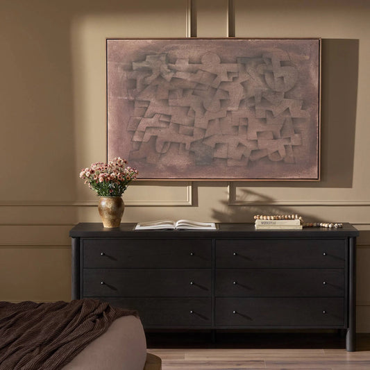 Ezekiel by Benjamin Galvan by Four Hands in walnut floater, fredrix 558 raw canvas. Made from rustic walnut, raw canvas in a modern style.