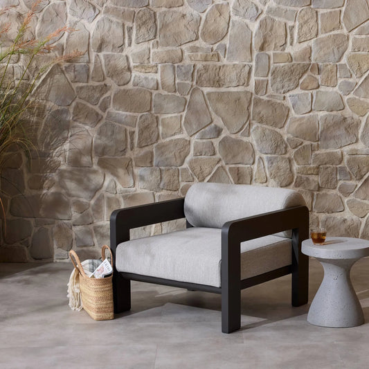 Tatiana Outdoor Chair by Four Hands in ramiro ecru, bronze. Made from 100% polypropylene, aluminum in a unique style.