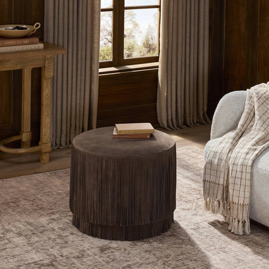 Rooney Ottoman by Four Hands. Made from top grain leather in a unique style.