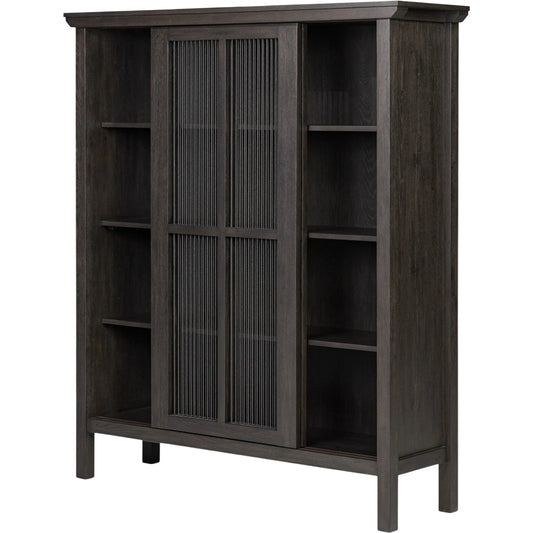 006 SI-2531724 | Primary Silo | Tuscola Cabinet by Four Hands in smoked black veneer, black paper cord. Made from thick oak veneer, rush, solid oak in a unique style.