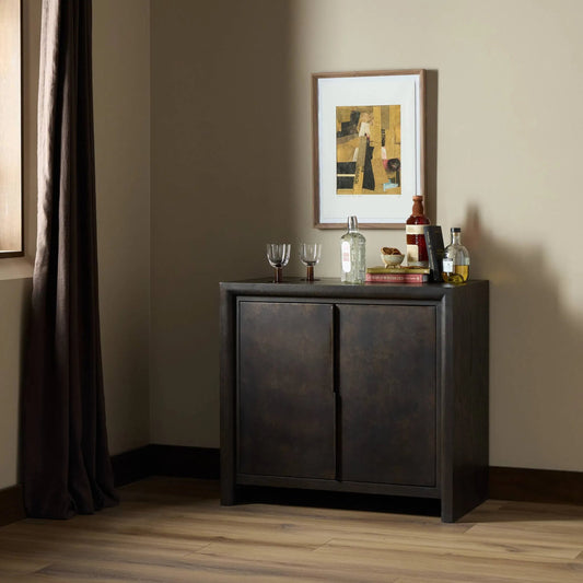 Arlington Small Cabinet by Four Hands in espresso oak, espresso oak veneer. Made from solid oak, oak veneer in a unique style.