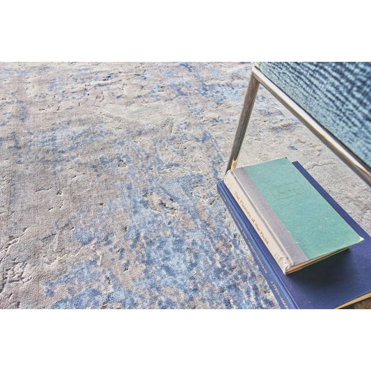 Roset Rug - Silver, Blue by Exquisite Rugs in silver, blue. Made from bamboo silk in a unique style.