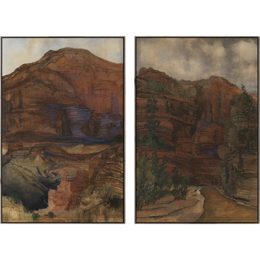 001 SI-2541682 | Primary Silo | Desert Diptych by Aileen Fitzgerald by Four Hands. Made from raw canvas in a unique style.