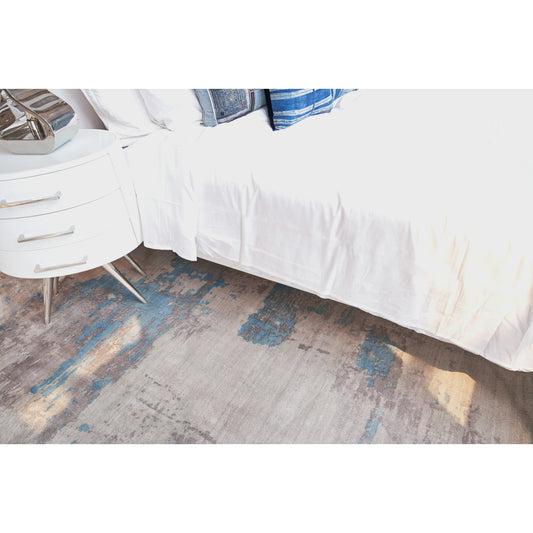 Cassina Rug - Gray, Blue by Exquisite Rugs in gray, blue. Made from bamboo silk in a unique style.