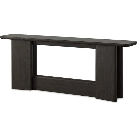 006 SI-2635231 | Primary Silo | Nadine Console Table by Four Hands in smoked black oak veneer, smoked black alder solid. Made from thick oak veneer, solid alder in a unique style.