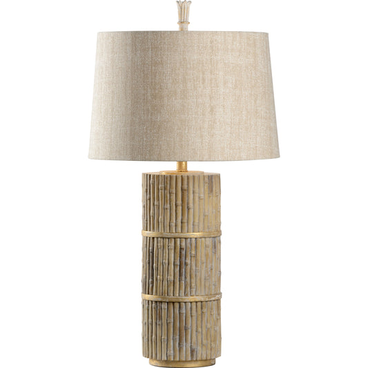 Tobago Lamp by Wildwood in natural bamboo, gold leaf. Made from unique in a modern style.