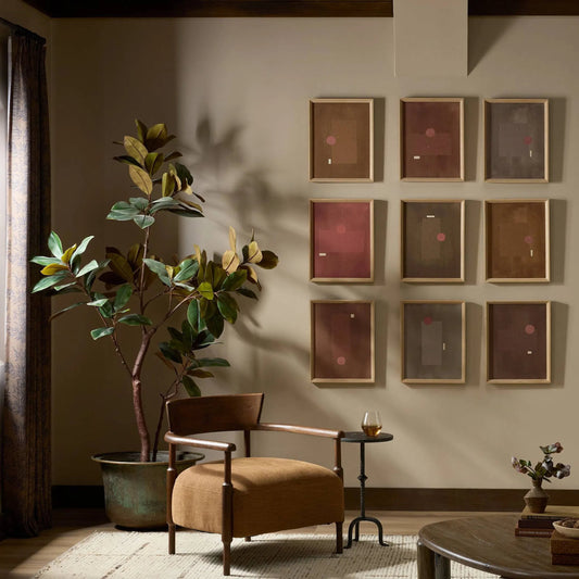 Orbit Set by Jade Dacay by Four Hands. Made from rooftop vertical grain white oak, matte canvas in a unique style.