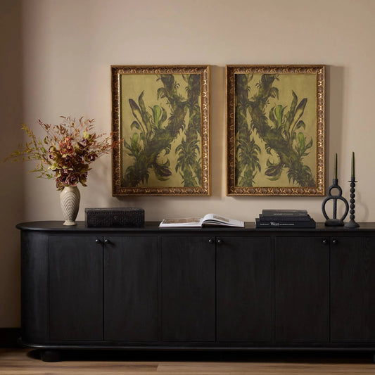 Epiphytes Diptych by Molly Franken by Four Hands. Made from gilded antique gold, raw canvas in a unique style.
