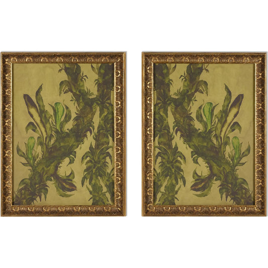000 SI-2628011 | Primary Silo | Epiphytes Diptych by Molly Franken by Four Hands. Made from gilded antique gold, raw canvas in a unique style.