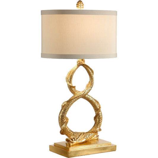 001 SR-385175,SR-385176 | Primary Silo | Dahl Lamp by Wildwood in antique gold leaf. Made from unique in a transitional style.