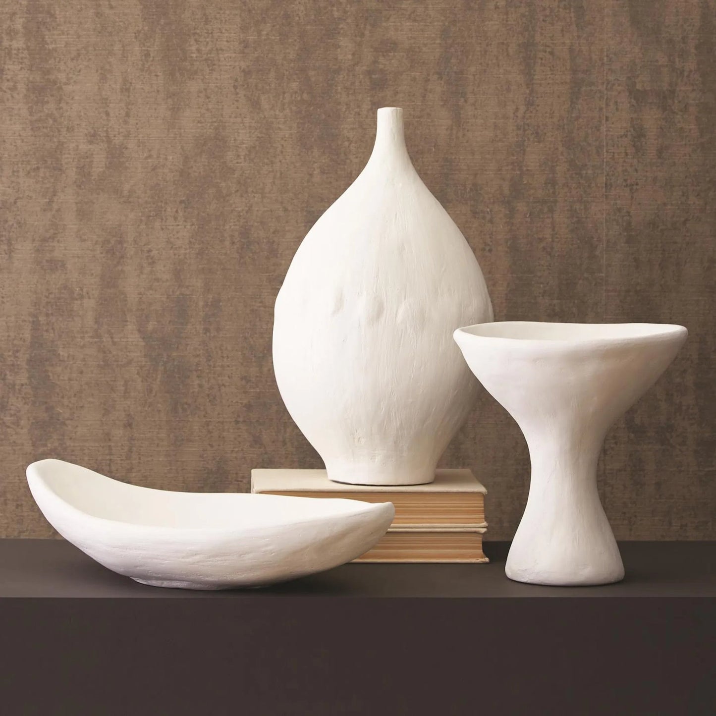 002 SR-701681 | Lifestyle | Modernist Low Bowl by Global Views. Made from plaster in a eclectic & global style.