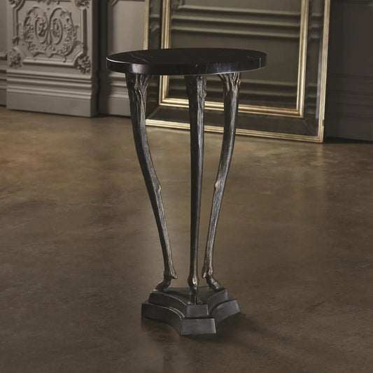 Fawn Leg Side Table by Global Views in bronze. Made from cast iron, marble in a eclectic & global style.