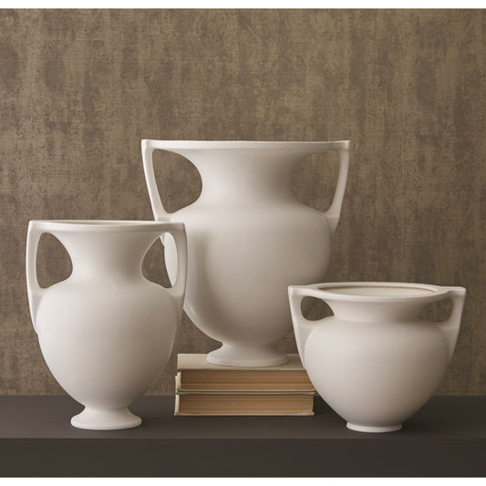 Grecian Amphora by Global Views in matte white. Made from ceramic in a eclectic & global style.