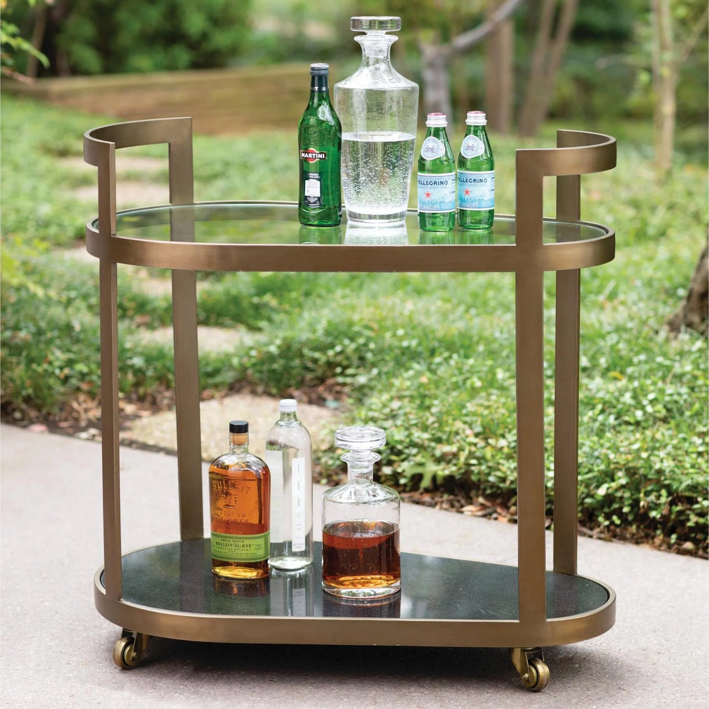 004 SR-701960 | Lifestyle | Regan Bar by Global Views. Made from iron, tempered glass, granite in a transitional style.