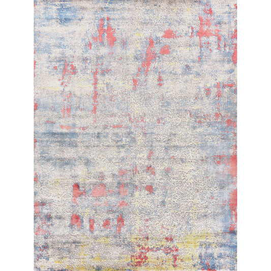Reflections Rug - Ivory, Blue, Red by Exquisite Rugs in ivory, blue, red. Made from bamboo silk in a unique style.