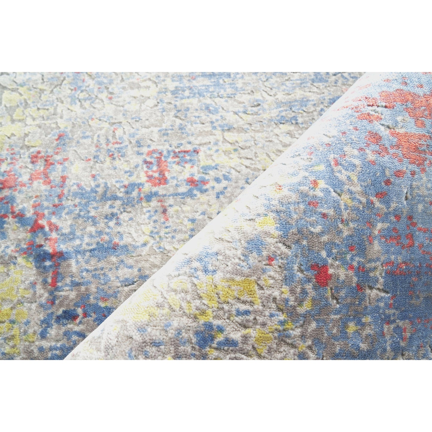 004 SI-1829404,SI-1829406,SI-1829407,SI-1829408 | Closeup | Reflections Rug - Ivory, Blue, Red by Exquisite Rugs in ivory, blue, red. Made from bamboo silk in a unique style.