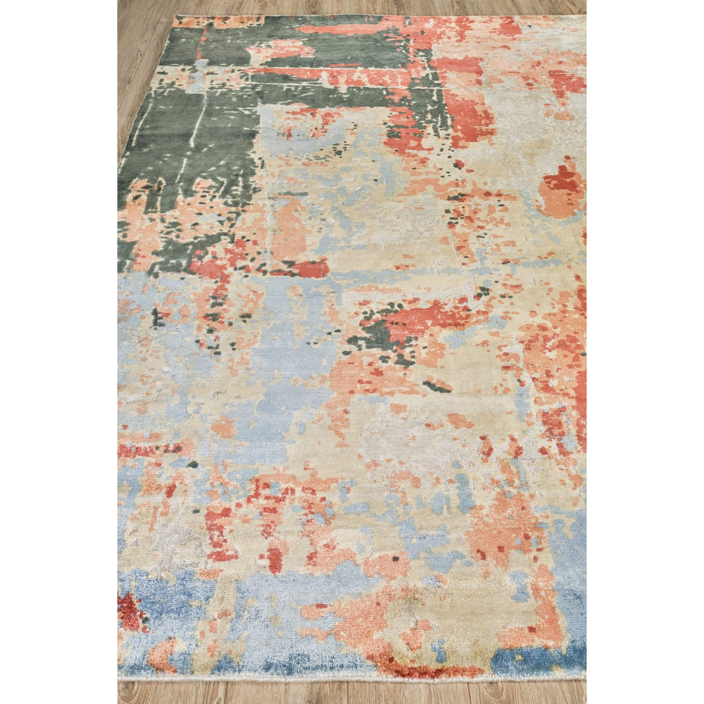 003 SI-1829416 | Closeup | Reflections 2621 Rug by Exquisite Rugs in blue, black. Made from bamboo silk in a unique style.