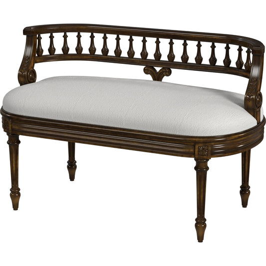 Hathaway Upholstered Bench by Butler Specialty Company. Made from rubberwood, poplar, cherry veneer, fiberboard, cotton fabric, urethane foam in a traditional style.