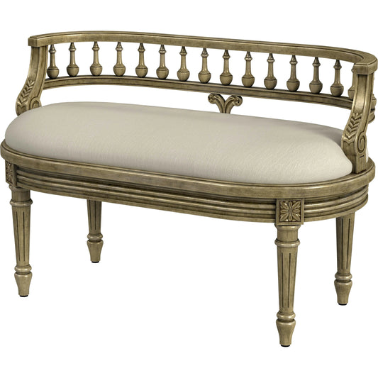 Hathaway Upholstered Bench by Butler Specialty Company. Made from rubberwood, poplar, cherry veneer, fiberboard, cotton fabric, urethane foam in a traditional style.