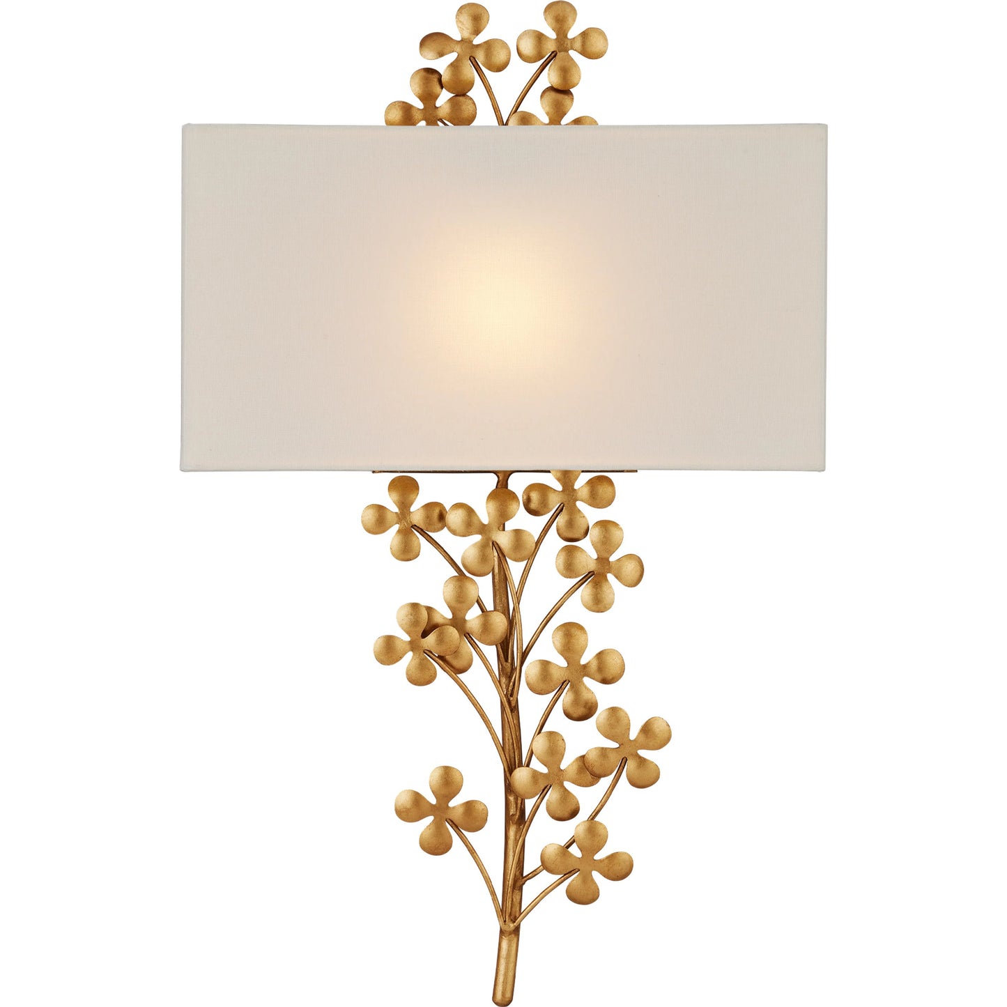 003 SI-2191687 | Additional Silo | Cloverfield Wall Sconce by Currey and Company in contemporary gold leaf, contemporary gold. Made from wrought iron in a modern style.