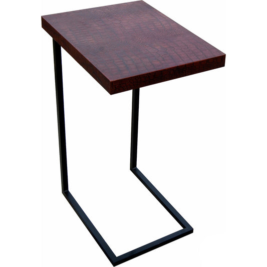 Apple Orchard Laptop Table by Sarreid Ltd. in brown and iron. Made from leather, iron in a modern style.