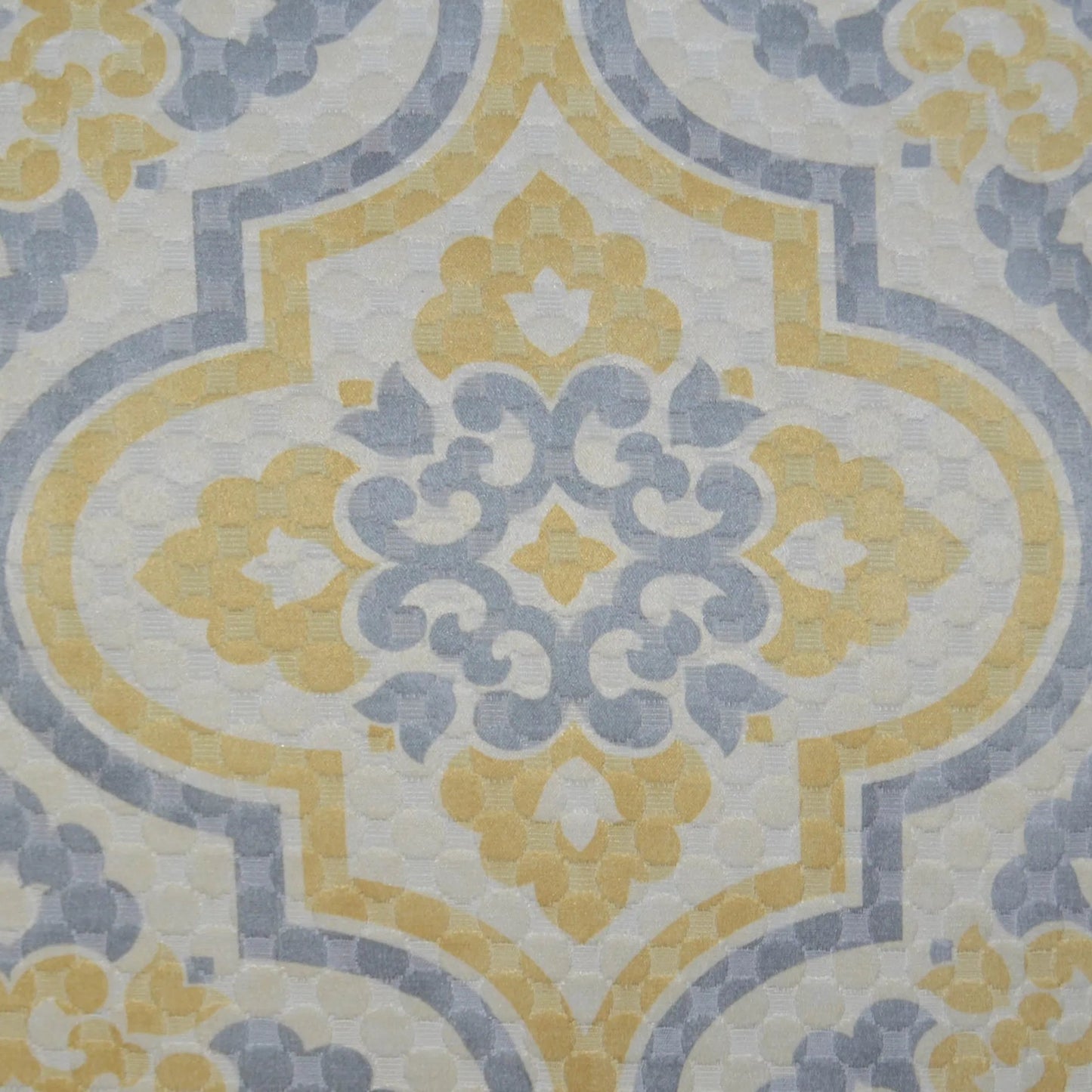 002 SI-2381569 | Closeup | Lattice Imprint Pillow by DV Kap Home in blue, yellow. Made from 69% cotton, 31% polyester in a traditional style.