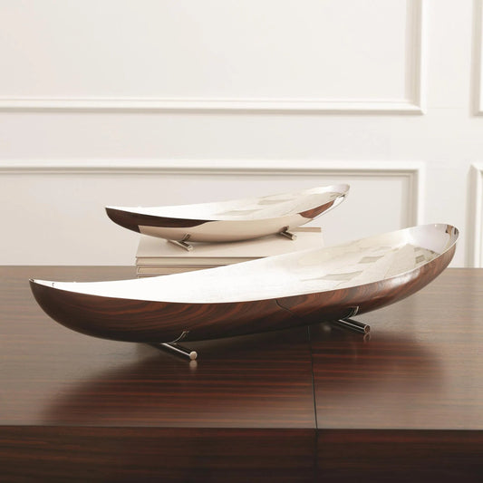 Boat Bowl by Global Views in nickel. Made from solid steel in a modern style.